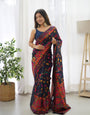 Ephemeral Navy Blue Pashmina saree With Jazzy Blouse Piece