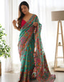 Desultory Rama Pashmina saree With Improbable Blouse Piece