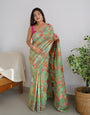 Bucolic Pista Pashmina saree With Profuse Blouse Piece