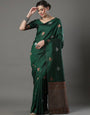 Nectarous Green Soft Silk Saree With Snazzy Blouse Piece