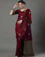 Eclat Maroon Soft Silk Saree With Felicitous Blouse Piece