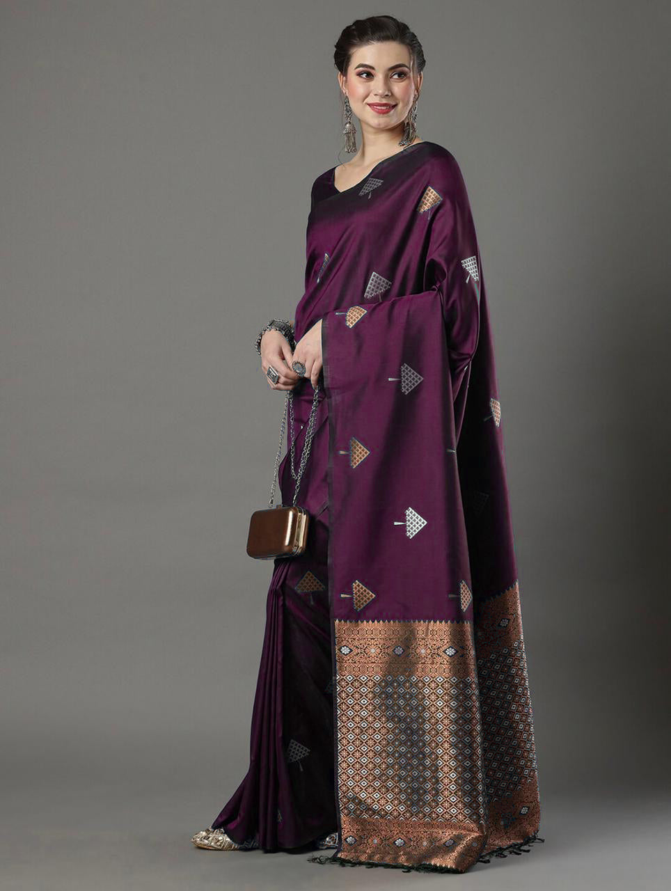 Dulcet Wine Soft Silk Saree With Incredible Blouse Piece