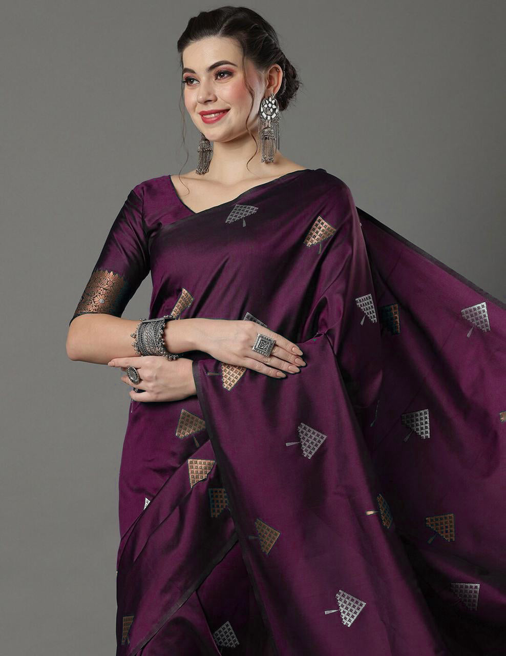 Dulcet Wine Soft Silk Saree With Incredible Blouse Piece