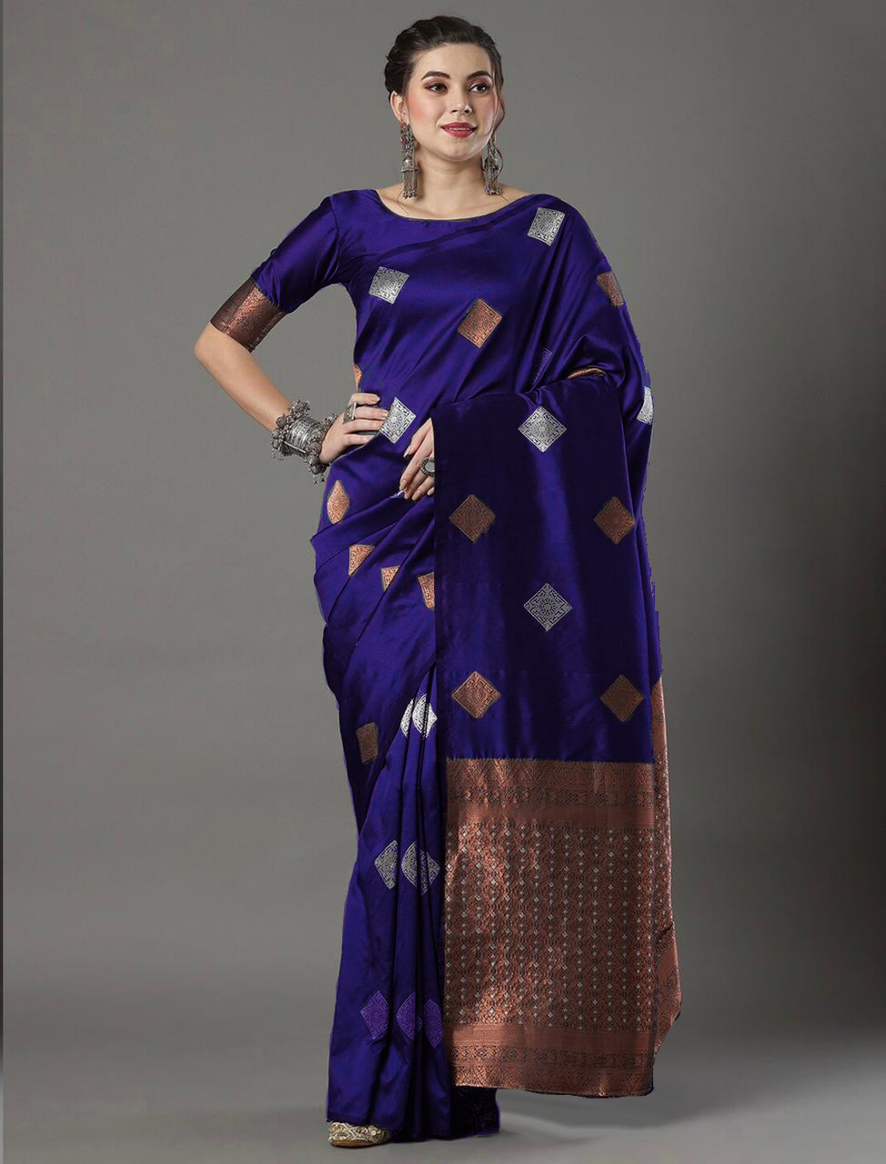 Quixotic Royal Blue Soft Silk Saree With Devastating Blouse Piece