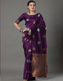 Radiant Wine Soft Silk Saree With Gratifying Blouse Piece