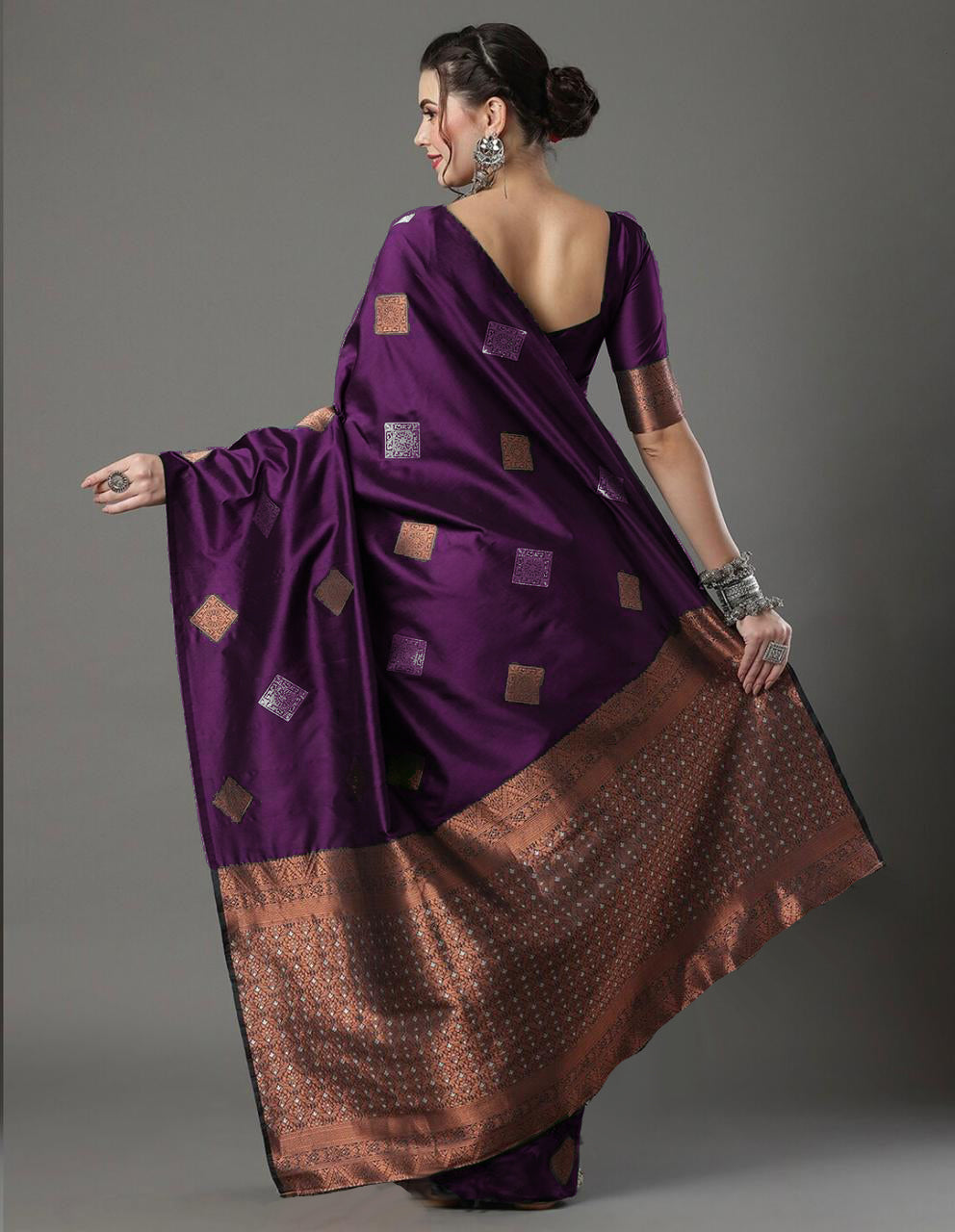 Radiant Wine Soft Silk Saree With Gratifying Blouse Piece