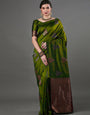 Vivacious Mahndi Soft Silk Saree With Pleasurable Blouse Piece