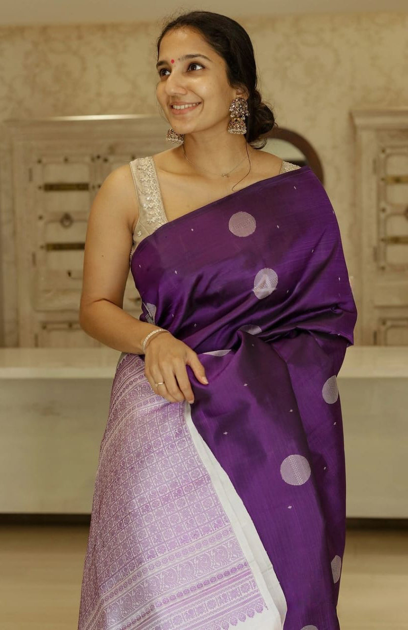 Exemplary Purple Soft Silk Saree With Transcendent Blouse Piece