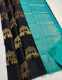 Vestigial Black Soft Silk Saree With Propinquity Blouse Piece