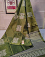 Quintessential Green Soft Silk Saree With Mellifluous Blouse Piece