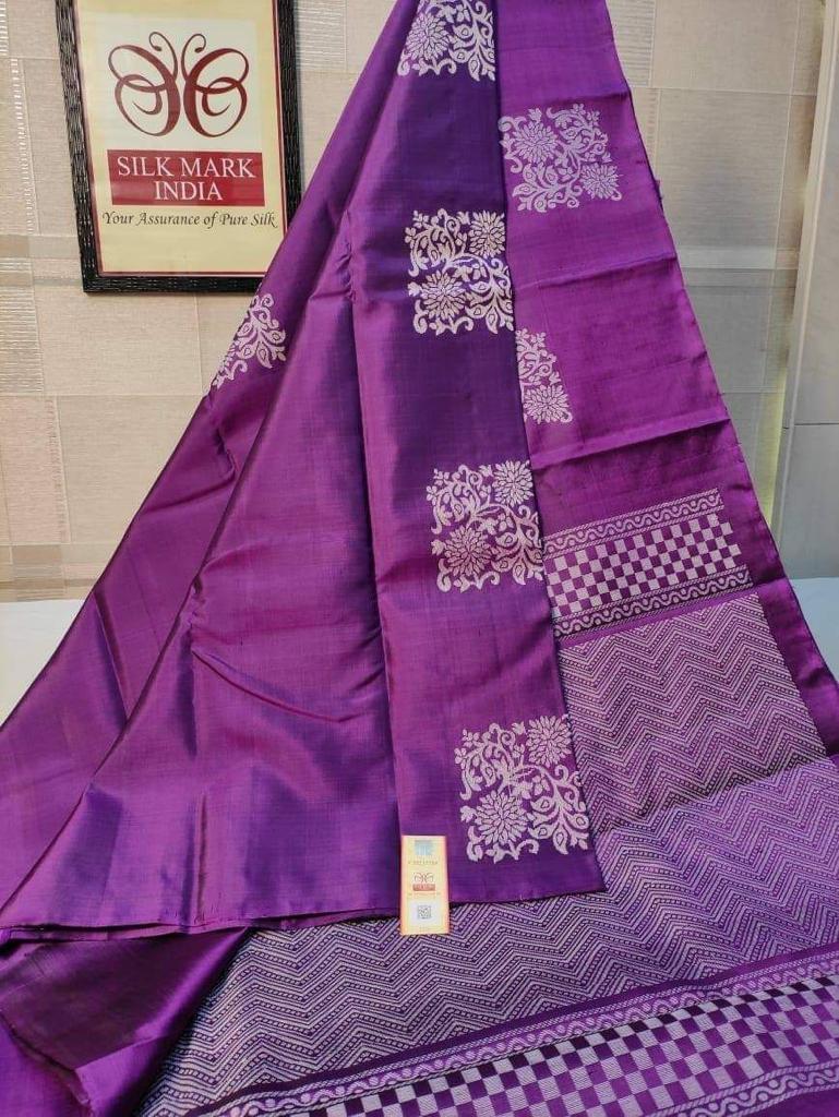 Palimpsest Purple Soft Silk Saree With Lissome Blouse Piece