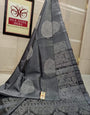 Lassitude Grey Soft Silk Saree With Imbrication Blouse Piece