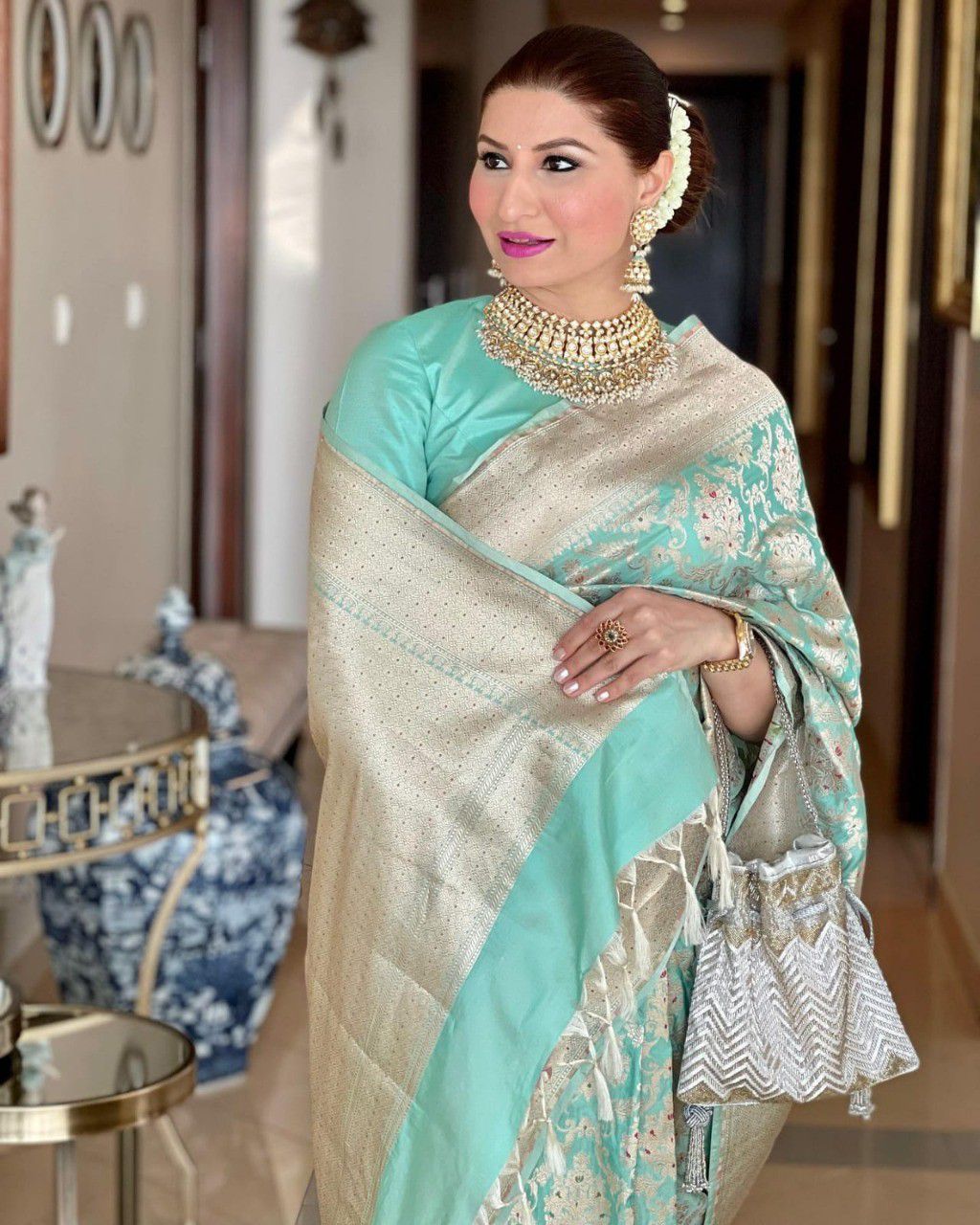 Surpassing Sea Green Soft Silk Saree With Murmurous Blouse Piece