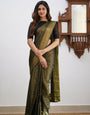 Trendy Black Soft Silk Saree With Chatoyant Blouse Piece