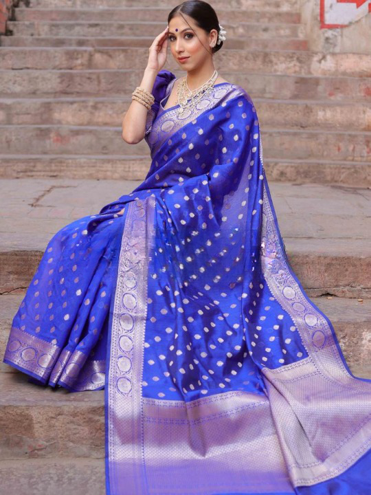 Alluring Blue Soft Silk Saree With Beleaguer Blouse Piece