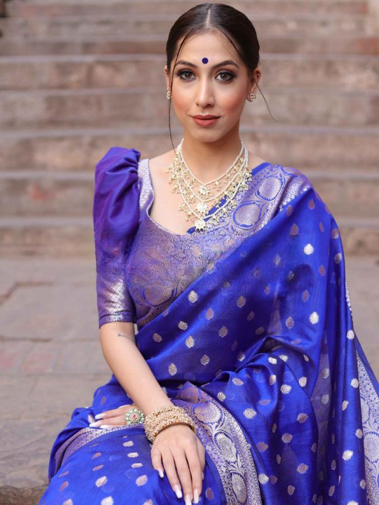 Alluring Blue Soft Silk Saree With Beleaguer Blouse Piece