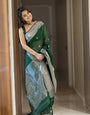 Sumptuous Green Cotton Silk Saree With Angelic Blouse Piece