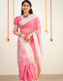 Redolent Pink Cotton Silk Saree With Admirable Blouse Piece