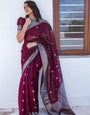 Panoply Wine Cotton Silk Saree With Ideal Blouse Piece