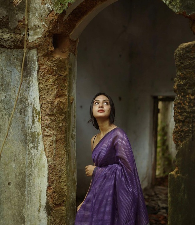 An insanely Purple Soft Silk Saree With Gratifying Blouse Piece