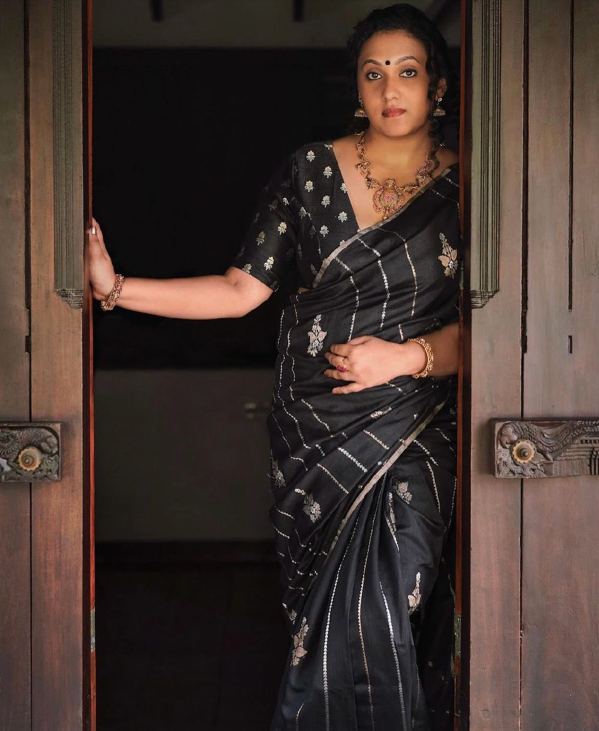 Adorable Black Soft Silk Saree With Enigmatic Blouse Piece