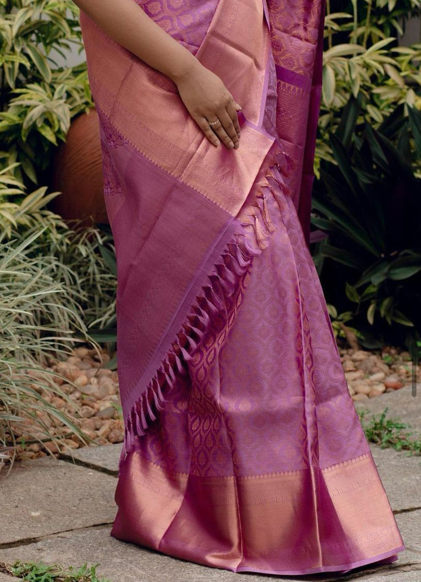 Splendorous Pink Soft Silk Saree With Luxuriant Blouse Piece