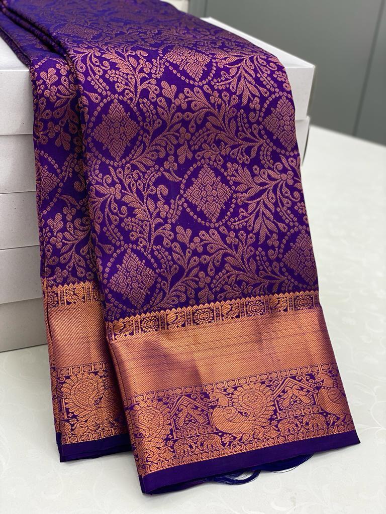 Outstanding Royal Blue Soft Silk Saree With Ebullience Blouse Piece