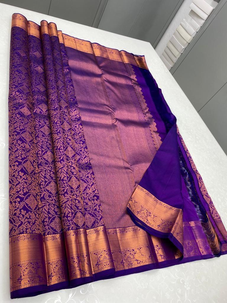 Outstanding Royal Blue Soft Silk Saree With Ebullience Blouse Piece