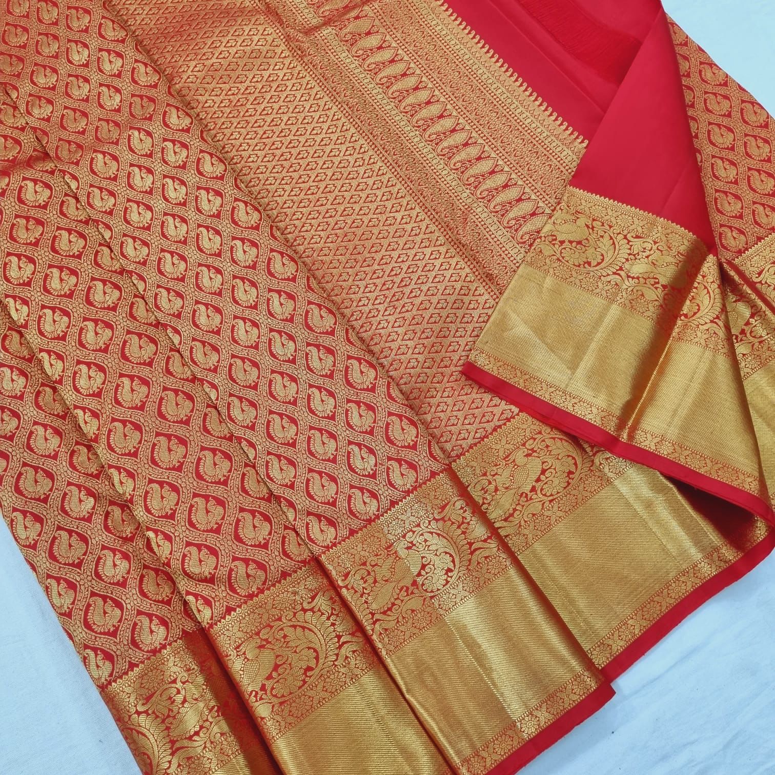 Trendy Red Soft Silk Saree With Preferable Blouse Piece