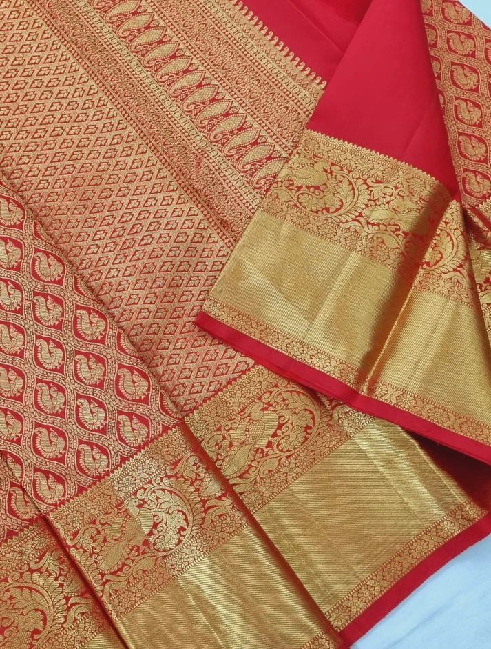 Trendy Red Soft Silk Saree With Preferable Blouse Piece