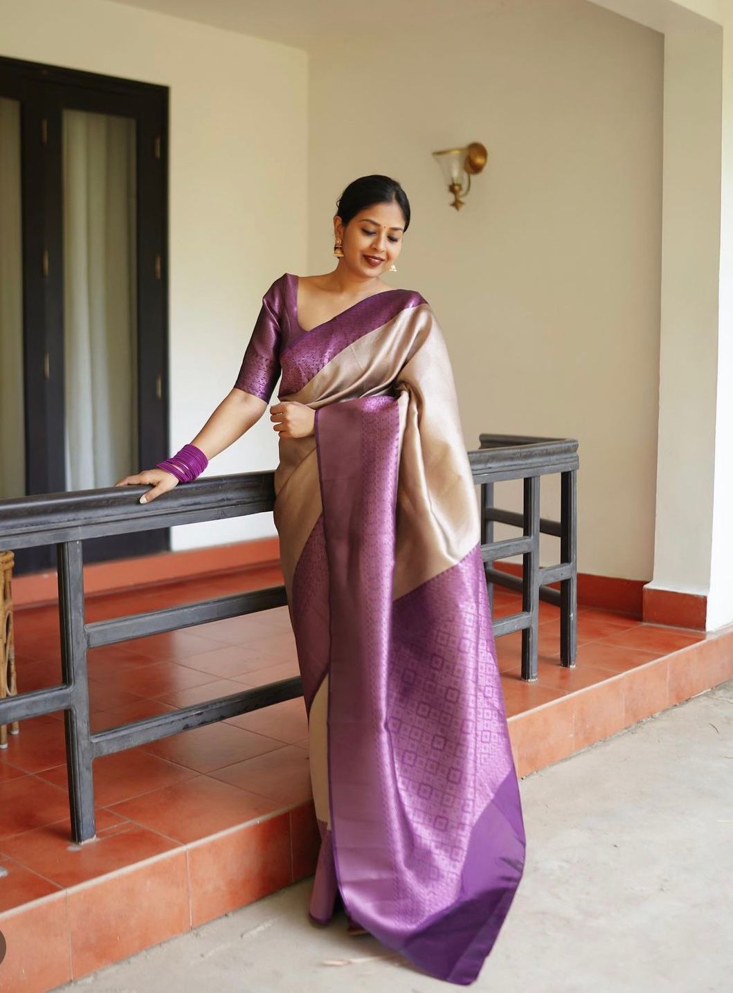 Enchanting Beige Soft Silk Saree With Arresting Blouse Piece