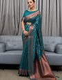 Propinquity Rama Soft Silk Saree With Appealing Blouse Piece