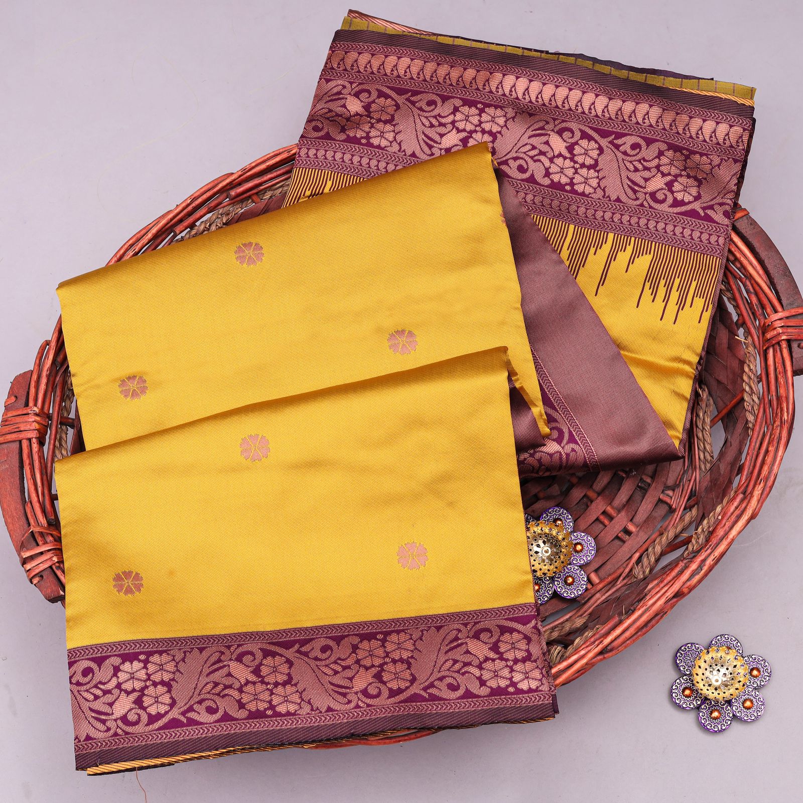 Admirable Yellow Soft Silk Saree With Designer Blouse Piece