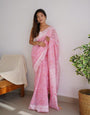 Glorious Baby Pink Cotton Silk Saree With Chatoyant Blouse Piece