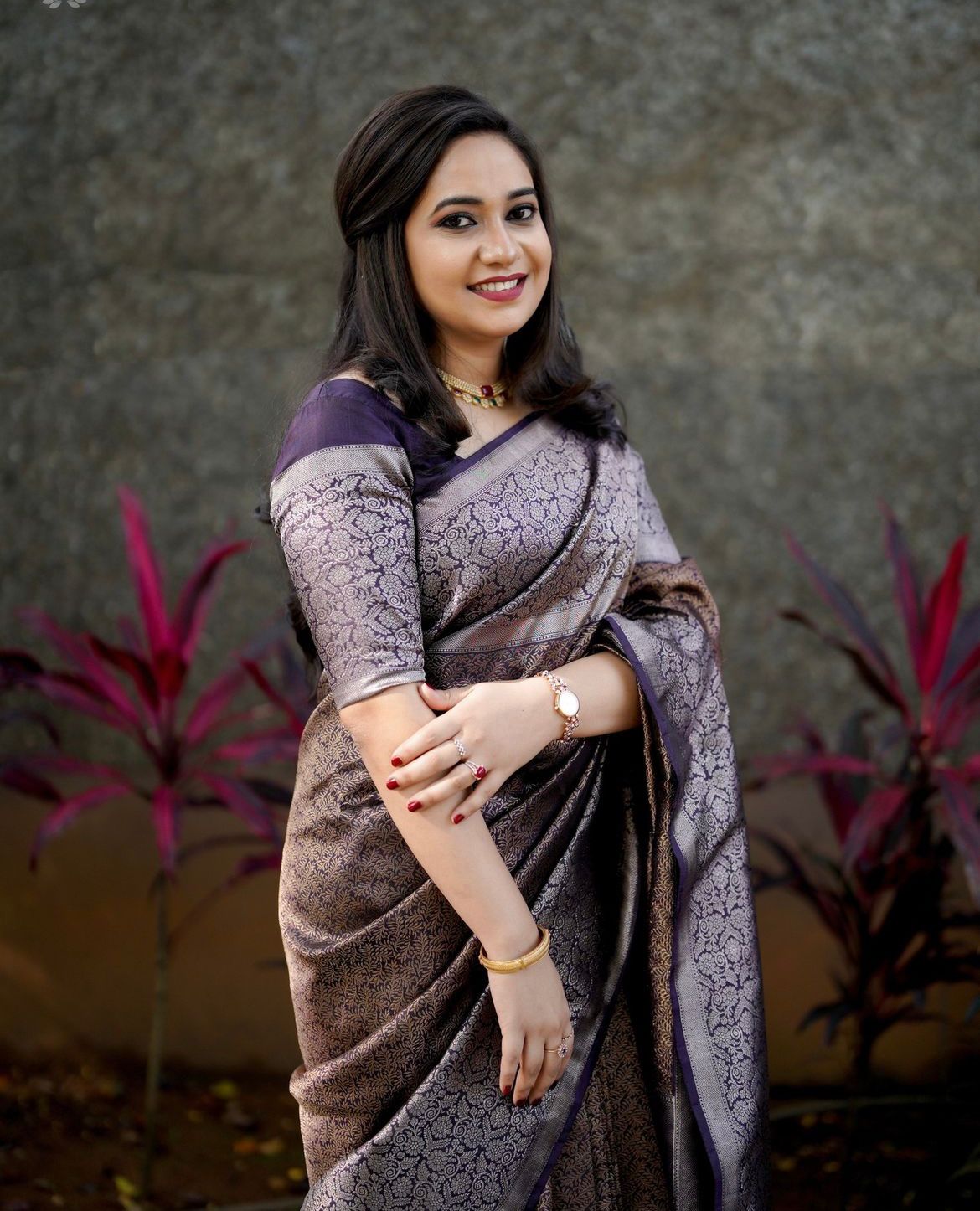 Evanescent Purple Soft Silk Saree With Whimsical Blouse Piece