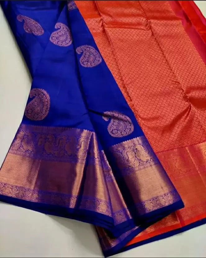 Phenomenal Royal Blue Soft Silk Saree With Beleaguer Blouse Piece