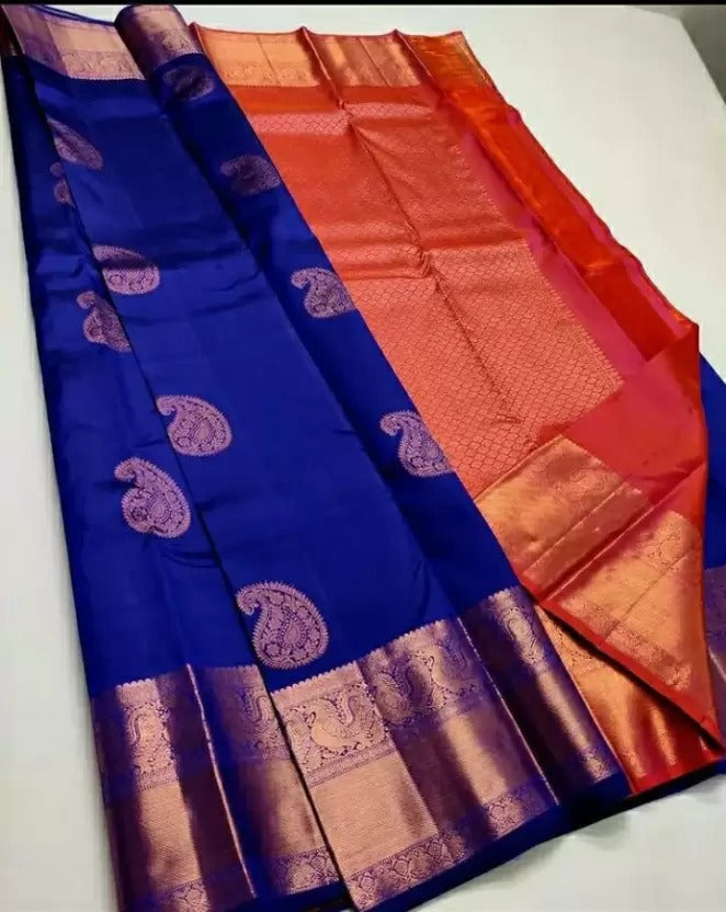 Phenomenal Royal Blue Soft Silk Saree With Beleaguer Blouse Piece