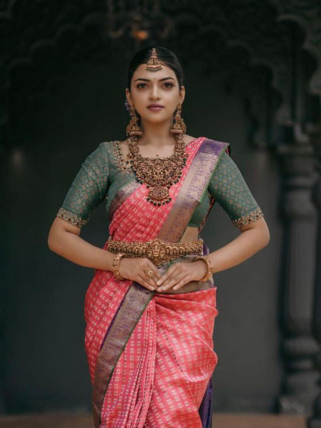 Enchanting Dark Pink Soft Silk Saree With Entrancing Blouse Piece