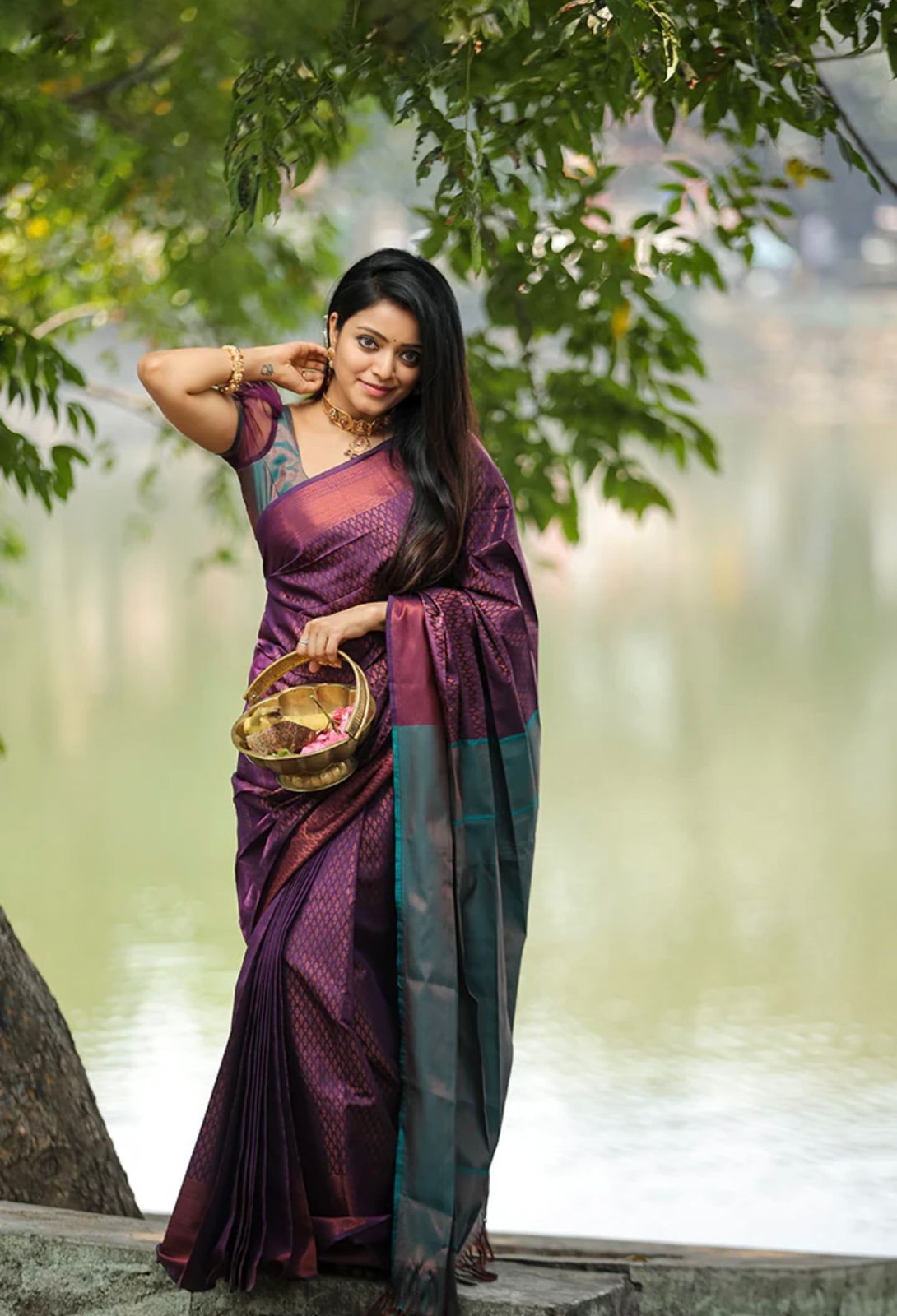 Ratatouille Purple Soft Silk Saree With Lustrous Blouse Piece