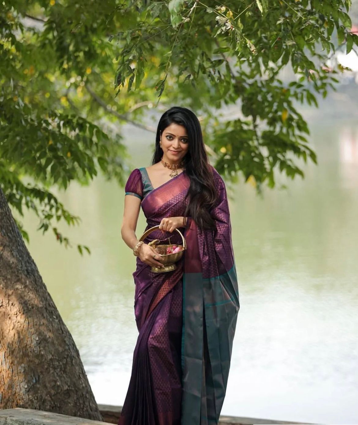 Ratatouille Purple Soft Silk Saree With Lustrous Blouse Piece