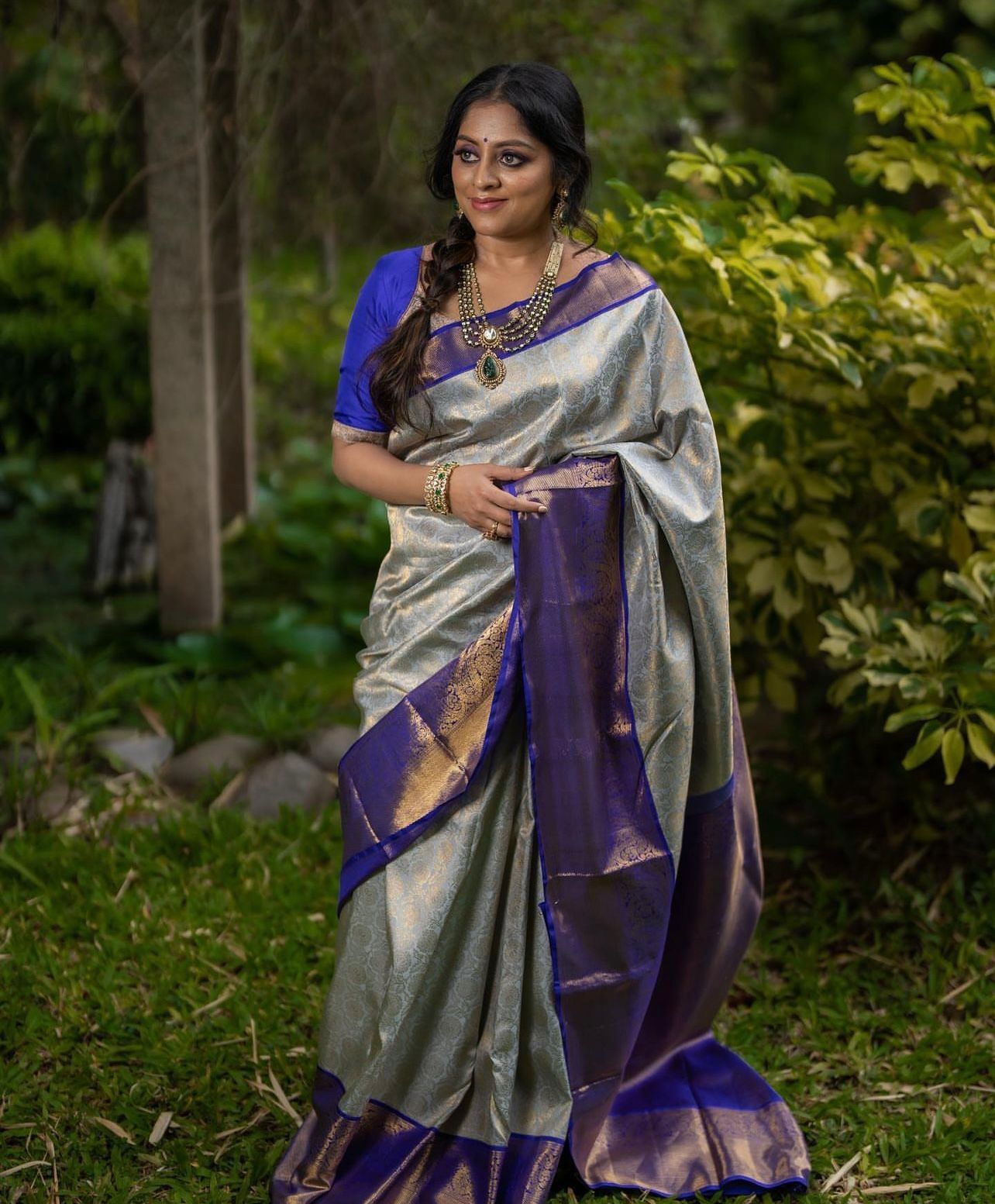 Embellished Grey Soft Silk Saree With Dazzling Blouse Piece