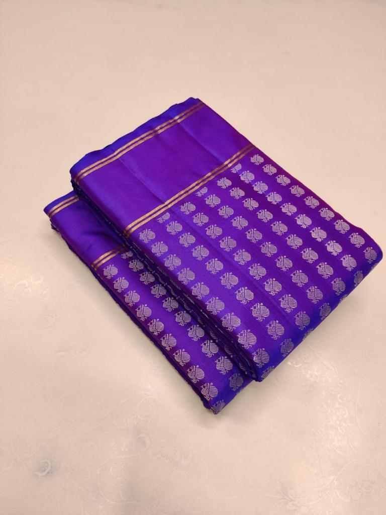 Winsome Royal Blue Soft Silk Saree With Divine Blouse Piece