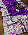 Amiable Purple Paithani Silk Saree With Sensational Blouse Piece