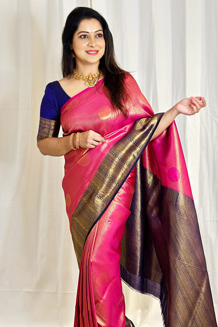 Delectable Dark Pink Soft Silk Saree With Admirable Blouse Piece