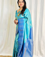 Petrichor Firozi Soft Silk Saree With Lovely Blouse Piece