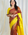 Moiety Yellow Soft Silk Saree With Precious Blouse Piece