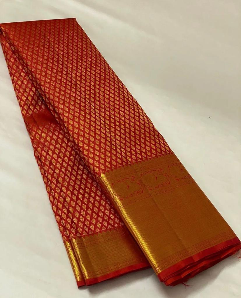 Epiphany Red Kanjivaram Silk Saree with Amazing Blouse Piece