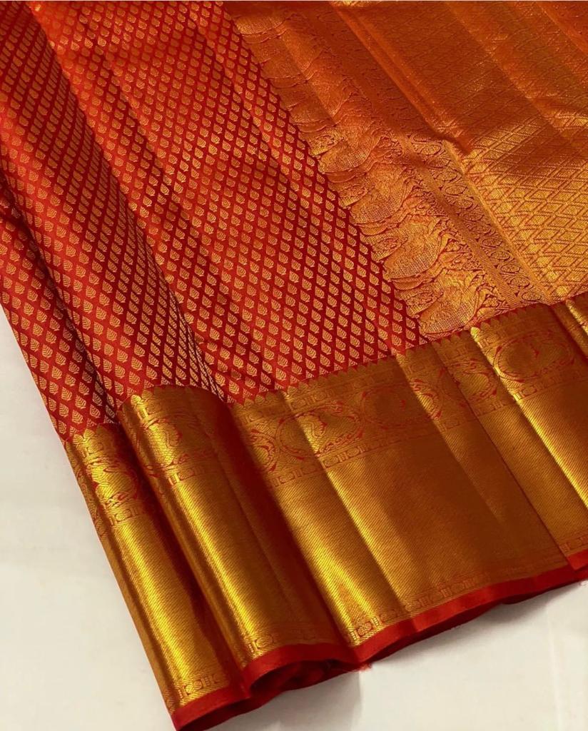 Epiphany Red Kanjivaram Silk Saree with Amazing Blouse Piece