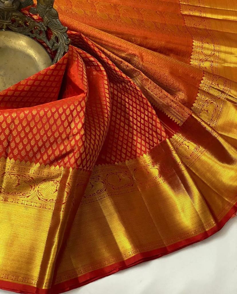 Epiphany Red Kanjivaram Silk Saree with Amazing Blouse Piece