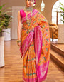 Stunner Orange Patola Silk Saree with Stunning Blouse Piece